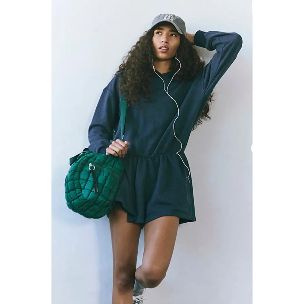 FREE PEOPLE FP MOVEMENT MIDNIGHT NAVY SUCH A FLIRT ROMPER SHORTS ONE PIECE SZ L